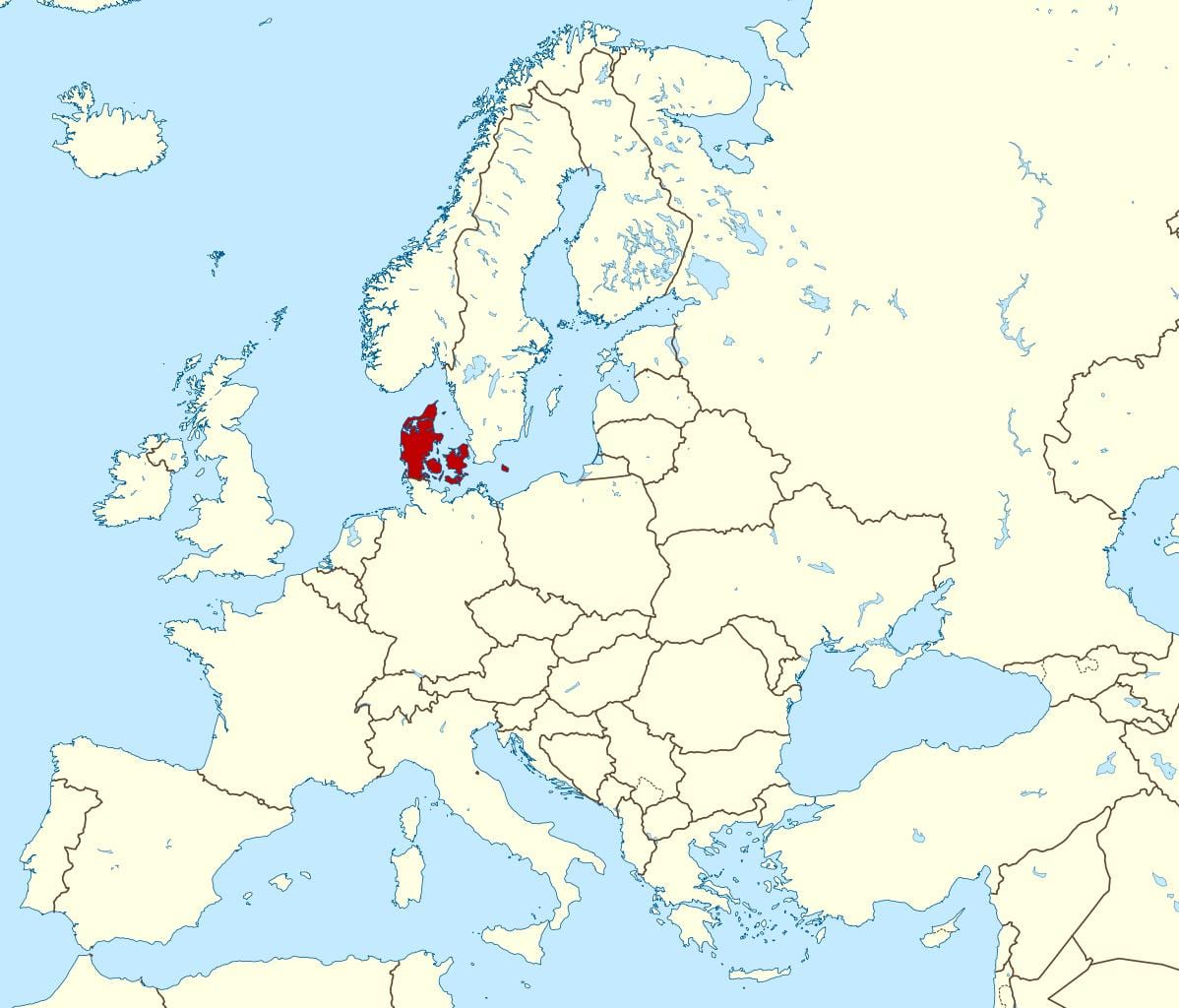 Danimarka harita dünya üzerindeki konumu