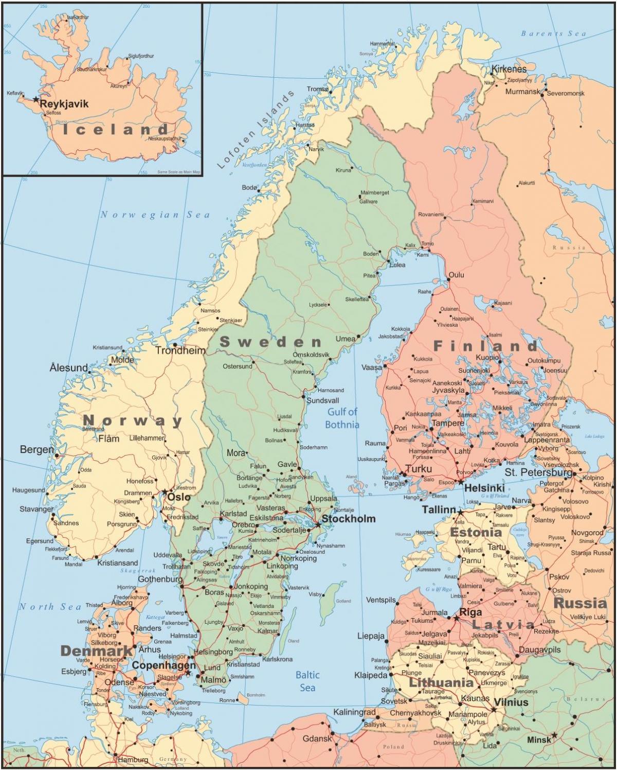 Danimarka haritası ve çevre ülkeler